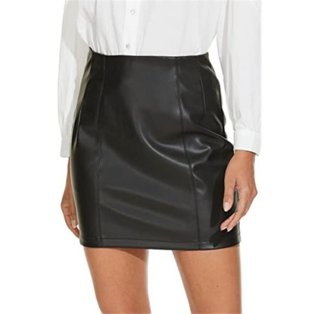 Womens Faux Leather Skirt High Waisted Mini Pencil A Line Zipper Plus Size